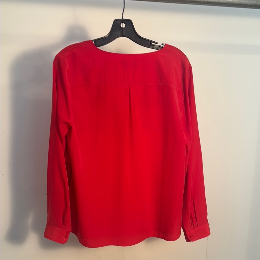 LOFT Red Long Sleeve Petite Blouse - Picture 3 of 3